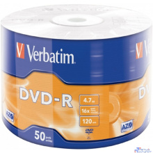 Verbatim Диски DVD-R Verbatim 16-x 4.7Gb (50 шт)/Shrink/50 Azo (43788)