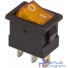 Rexant 36-2172 Выключатель клавишный 12V 15А (3с) ON-OFF желтый с подсветкой Mini