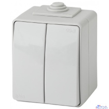 Эра Б0035976 11-1604-03 Выключатель двойной IP65, 10АХ-250В, ОУ, Эксперт, серый