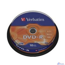 Verbatim Диски DVD-R 4.7Gb 16х, 10 шт, Cake Box (43523)