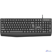 Philips Проводная Клавиатура SPK6237, USB 2.0 104 клав,  высокие кн., русская заводская раскладка, чёрный