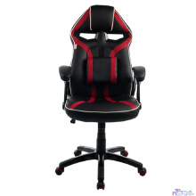 Кресло игровое Filum FL-CH-G-020 усиленная крестовина из металла, спинка/сиденье экокожа, газлифт 100мм, колеса пластик с красной окантовкой, подушка (1113084)