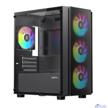 XASTRA Корпус A402M 4FRGB Black mATX/Mesh/full-size TG/4x120mm FRGB fans/ A402M-4FC12F-BK
