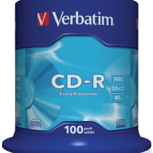 Verbatim  Диски CD-R  100 шт. 48/52-x 700Mb, Cake Box ( 43411)