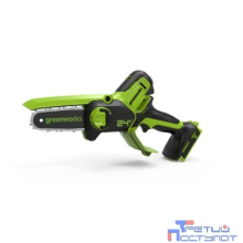 GreenWorks G24MCS10 Цепная мини пила аккумуляторная, 24V, 10см, без АКБ и ЗУ [2008207]