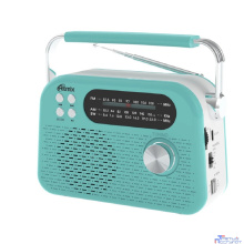 RITMIX RPR-045 AZURE {Радиоприёмник портатив. 3хдиапазонный FM/AM/SW, Bluetooth v.5.3, воспрс USB и с карт памяти micro SD (до 32Gb)}