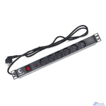 CABEUS PDU-6P-F-2EU БЛОК ЕВРОРОЗЕТОК ДЛЯ 19" ШКАФОВ, ГОРИЗОНТАЛЬНЫЙ, 6 РОЗЕТОК, ФИЛЬТР, 16 A, ВЫКЛЮЧАТЕЛЬ, ШНУР 2М, АЛЮМИНИЕВЫЙ КОРПУС, НЕМЕЦКИЙ СТАНДАРТ