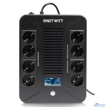 SMARTWATT UPS SAFE PRO LCD 1000 {линейно-интерактивный, 1000/600 ВА/Вт, напольный/настенный, LCD дисплей, Shuko CEE7/4 - 8 шт. (4 шт. с резервным питанием, 4 шт. - сетевой фильтр}
