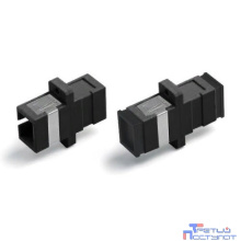 Hyperline FA-P01Z-SC/SC-N/BK-BK Оптический проходной адаптер SC-SC, MM, simplex, корпус пластиковый, черный, черные колпачки