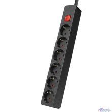 Filum Сетевой фильтр FL-SP6-3.0M-16, 4000 Вт., 6 розеток, защитные шторки, шнур 3.0 м., черный {00-01099765}