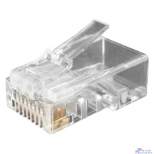Hyperline PLUG-8P8C-U-C6 Разъем RJ-45(8P8C) под витую пару, категория 6 (50 µ"/ 50 микродюймов), универсальный (для одножильного и многожильного кабеля) 1шт