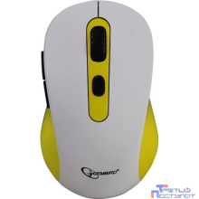 Gembird MUSW-221-Y {Мышь беспров., белый/жёлтый, 5кн.+колесо-кнопка, 800/1200/1600DPI, 2.4ГГц, трехуровневая система энергосбережения}