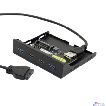 ORIENT C092, Планка портов 3.5" на переднюю панель 2xUSB Type-C + 2xUSB 3.0 (USB3.2 Gen1), 20Pin кабель 50см, металл, oem (31348)