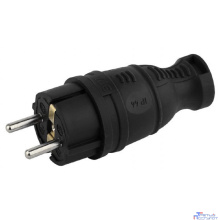 ЭРА Б0044540 Вилка V8-B-IP44 каучуковая с заземлением прямая 16A IP44 черная