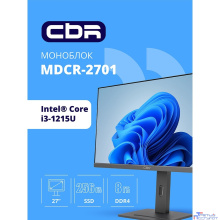CBR AiO-MDCR-2701 27" FHD IPS (i3-1215U(1.2GHz) / 8Gb DDR4 3200MHz (2slot) / 256Gb SSD PCIe /Intel UHD Graphics (support Iris Xe with dual RAM) / RJ45 / Windows 11 Pro
