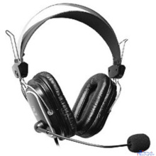 A4Tech HS-50,Черный(серебристые вставки) {Гарнитура  стерео, монитор типа, закрытые, рег громкости, 20-20000Гц 32 Ом 97дБ, микр подвижн,  кабель 2, 3.5 jack 3 pin}