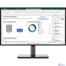 LCD Lenovo 27" P27h-30 ThinkVision черный {IPS 2560x1440 60Hz 6ms 16:9 1000:1 350cd 178/178 DVI HDMI DisplayPort HAS Pivot USB}
