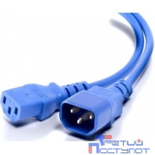 Hyperline PWC-IEC13-IEC14-0.5-BL кабель питания монитор-компьютер IEC 320 C13 - IEC 320 C14 (3x0.75), 10A, прямая вилка, 0.5 м, цвет синий