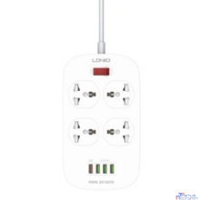 Perfeo LD_B4611  LDNIO SC4407Q/ Сетевой фильтр 2м/ 4  розетки EU_UK_US/ 2500W/ 4 USB+QC 3.0/  Выкл. на розетки/ Black