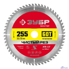 ЗУБР  Чистый рез, 255 x 30/20 мм, 60Т, пильный диск по дереву [36914-255-30-60]