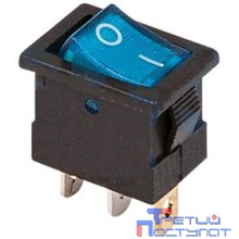 Rexant 36-2171 Выключатель клавишный 12V 15А (3с) ON-OFF синий с подсветкой Mini