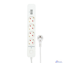 Гарнизон Сетевой фильтр 2.0 EPS-4-U3-W-2 Мультипорт, 4р, 10А, 3xUSB, 2м, ур.защиты 2+, белый, пакет (21445)