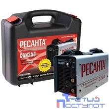 Ресанта САИ 250 65/23 Сварочный аппарат инверторный в кейсе [65/23] {154В-242В, макс.7,7кВт, 10А-250А, ПВ 70%, напр. холостого хода 80В, напр. 29В, макс. диаметр электрода 6,мм, 5 кг}