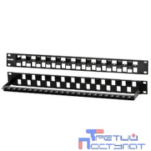 Hyperline PPBL3-19-24S-RM Модульная патч-панель 19", 24 порта, Flat Type, 1U, для модулей Keystone Jack, с задним кабельным организатором (без модулей)