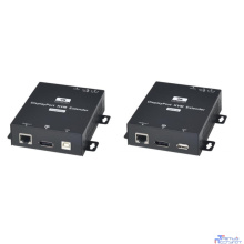 DP02U Комплект (передатчик + приёмник) для передачи DisplayPort + USB + RS232 по одному кабелю витой пары CAT5e(HDBaseT) до 150м(1080p x 60Гц(8бит), CAT6 до 100м