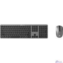 Клавиатура + мышь Oklick 300M клав:серый мышь:серый/черный USB беспроводная slim [1488402]