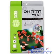 CACTUS CS-GA523050 Фотобумага глянцевая, А5, 210*148мм, 230 г/м2, 50 листов