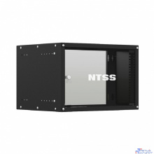 NTSS Шкаф настенный телекоммуникационный NTSS LIME 6U 550х350х370мм, 2 профиля 19, дверь стеклянная, боковые стенки несъемные, разобранный, черный RAL 9005 NTSS-WL6U5535GS-BL