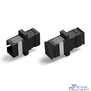 Hyperline FA-P01Z-SC/SC-N/BK-BK Оптический проходной адаптер SC-SC, MM, simplex, корпус пластиковый, черный, черные колпачки