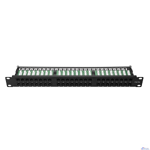 Патч-панель 19" NEOMAX [NM-PP-1U48P-UC5E-D-105-BK] 1U, 48 портов, кат.5E, UTP, Dual IDC, цвет черный