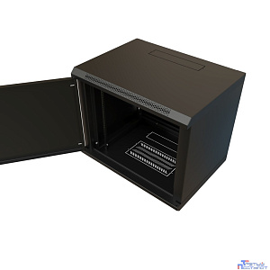 WRline Шкаф настенный 19-дюймовый (19"), 12U, 650х600х450мм, металлическая передняя дверь с замком, две боковые панели, цвет черный (RAL 9004) (разобранный)