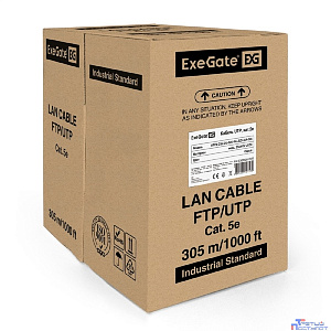 Exegate EX289281RUS Кабель ExeGate UTP4-C5e-CU-S25-IN-LSZH-GR-305 UTP 4 пары кат.5e медь, 25AWG, LSZH, бухта 305м, серый