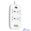Perfeo LD_B4435 LDNIO SC4407Q/ Сетевой фильтр 2м/ 4 розетки EU_UK_US/ 2500W/ 4 USB+QC 3.0/ Выкл. на розетки/ White