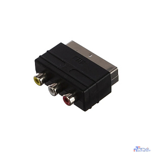 PERFEO Переходник SCART (21 pin) вилка "IN" - 3xRCA розетка, видео + стерео-аудио (A7007)