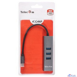 Telecom Переходник USB 3.1 Type-C -->RJ-45 1000Mbps +3 USB3.0, Aluminum Shell, 0.2м Telecom <TA311C>