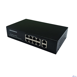 NEOMAX неуправляемый коммутатор NMS-110PoE-100-S, 10 портов 100 Mbps, 8xPoE+, 220W, металл