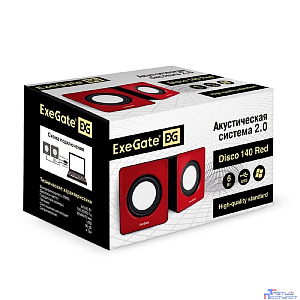 Exegate EX289920RUS Акустическая система 2.0 ExeGate Disco 140 Red (питание USB, 2х3Вт (6Вт RMS), 100-20000Гц, красный)