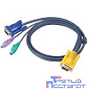 ATEN 2L-5206P Кабель KVM PS/2(Kлав+мышь)(Male)+HDB15(Male) <-> SPHD15(Male) 6,0м., тонкий, черный.