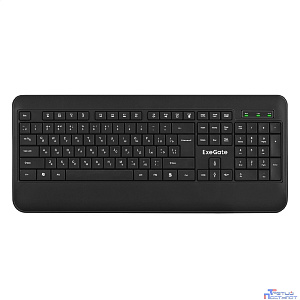 Exegate EX296922RUS Клавиатура ExeGate Professional Standard LY-E5500M (USB, полноразмерная, влагозащищенная, 104кл., Enter большой, подставка под запястья, длина кабеля 1,35м, черная, Color Box)