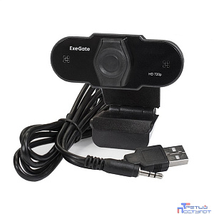 Exegate EX287386RUS Веб-камера ExeGate BlackView C525 HD Tripod (матрица 1/3" 1,3 Мп, 1280х720, 720P, 30fps, 4-линзовый объектив, USB+35mm Jack, фиксированный фокус, микрофон с шумоподавлением)