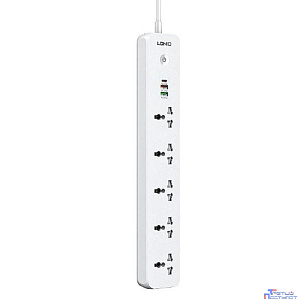 LDNIO SC5319/ Сетевой удлинитель 2м/ 5 розеток EU_UK_US/ 2500W/ 3 USB: QC 3.0+PD 3.0 38W/ White