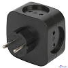 ЭРА Б0049536 Разветвитель электрический SP-4-USB-B на 4 розетки 220V + 2xUSB 2400mA, без заземл 10А (черный)