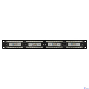 Патч-панель 19" NEOMAX [NM-PP-1U24P-UC5E-D-101-BK] 1U, 24 порта, кат.5E, UTP, Dual IDC, цвет черный