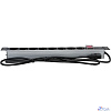 Cabeus PDU-8P-2IEC Блок евророзеток для 19" шкафов, горизонтальный, 8 розеток, 10 A, выключатель, алюминиевый корпус, шнур 2 м, вилка IEC 320 C14