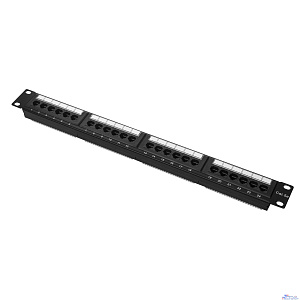 Патч-панель 19" NEOMAX [NM-BPP-1U24P-UB-101-BK] 1U, 24 порта, UTP, с кабельным организатором, цвет черный