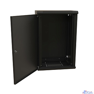 WRline Шкаф настенный 19-дюймовый (19"), 18U, 908х600х450мм, металлическая передняя дверь с замком, две боковые панели, цвет черный (RAL 9004) (разобранный)